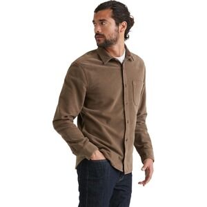 Du/er No Sweat Moleskin Shirt Men's Medium Kalamata Brown Button Up Relaxed Fit